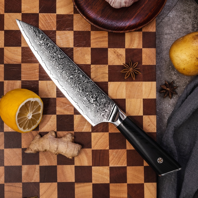 Горячие продажи 8 дюймов кухонный нож с заклепками G10 ручка нож из дамасской стали для шеф-повара нож