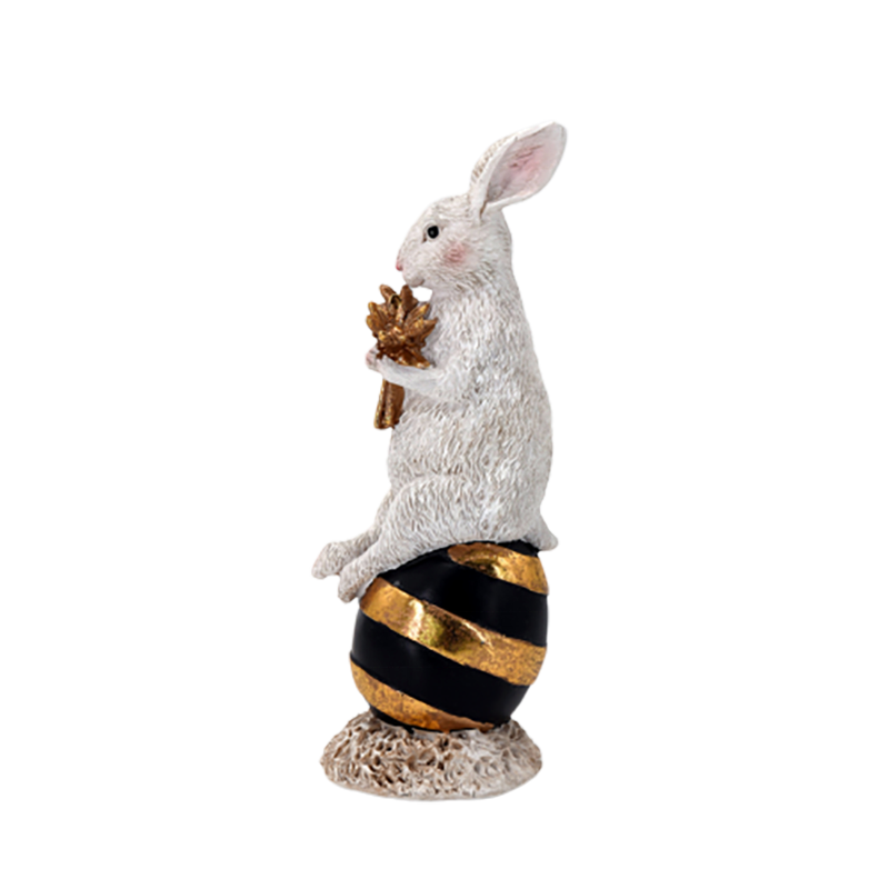 Stock in hand decorative resin rabbit plush on easter eggs