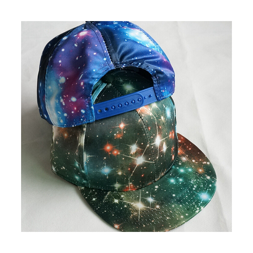 Wholesale Unisex 6 Panel 3d Tie Dye Starry Design Sky Baseball Cap Custom Printed Hip Hop Snapback Hat