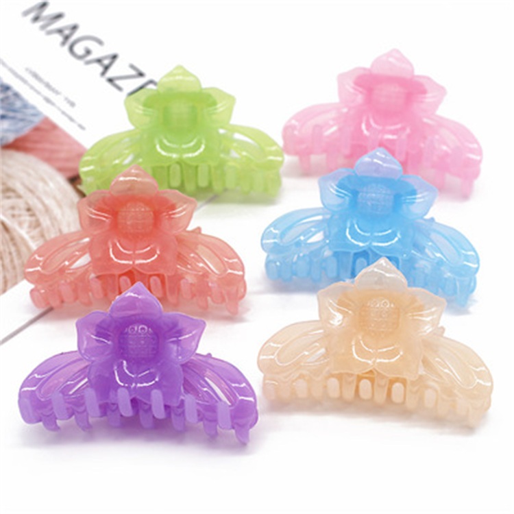 Jelly Color Hair Clip Girls Accessories Jewelry Sun Flower Plastic Butterfly Jaw Clips Korean Transparent Large Clamp