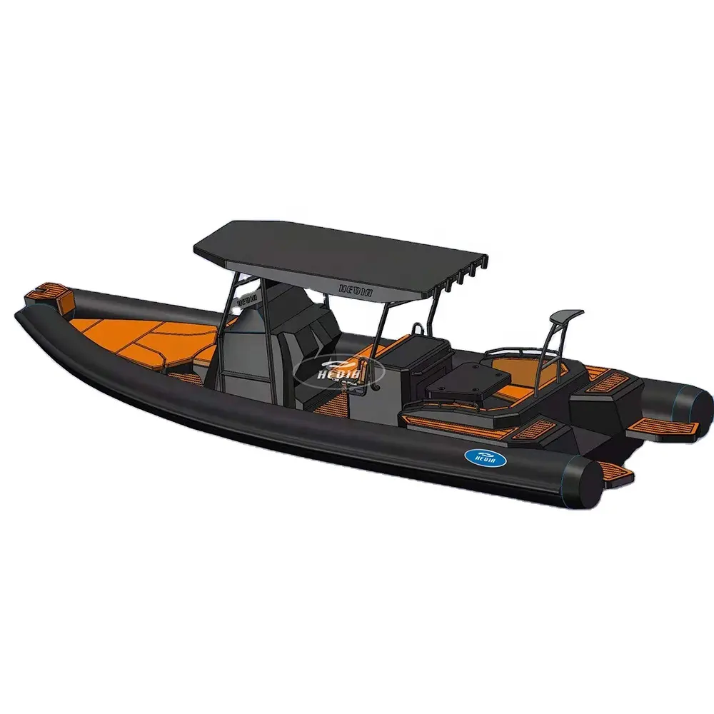 Hedia luxury RIB 8m orca hypalon material sports aluminium hull inflatable fishing cabin rib boat 800