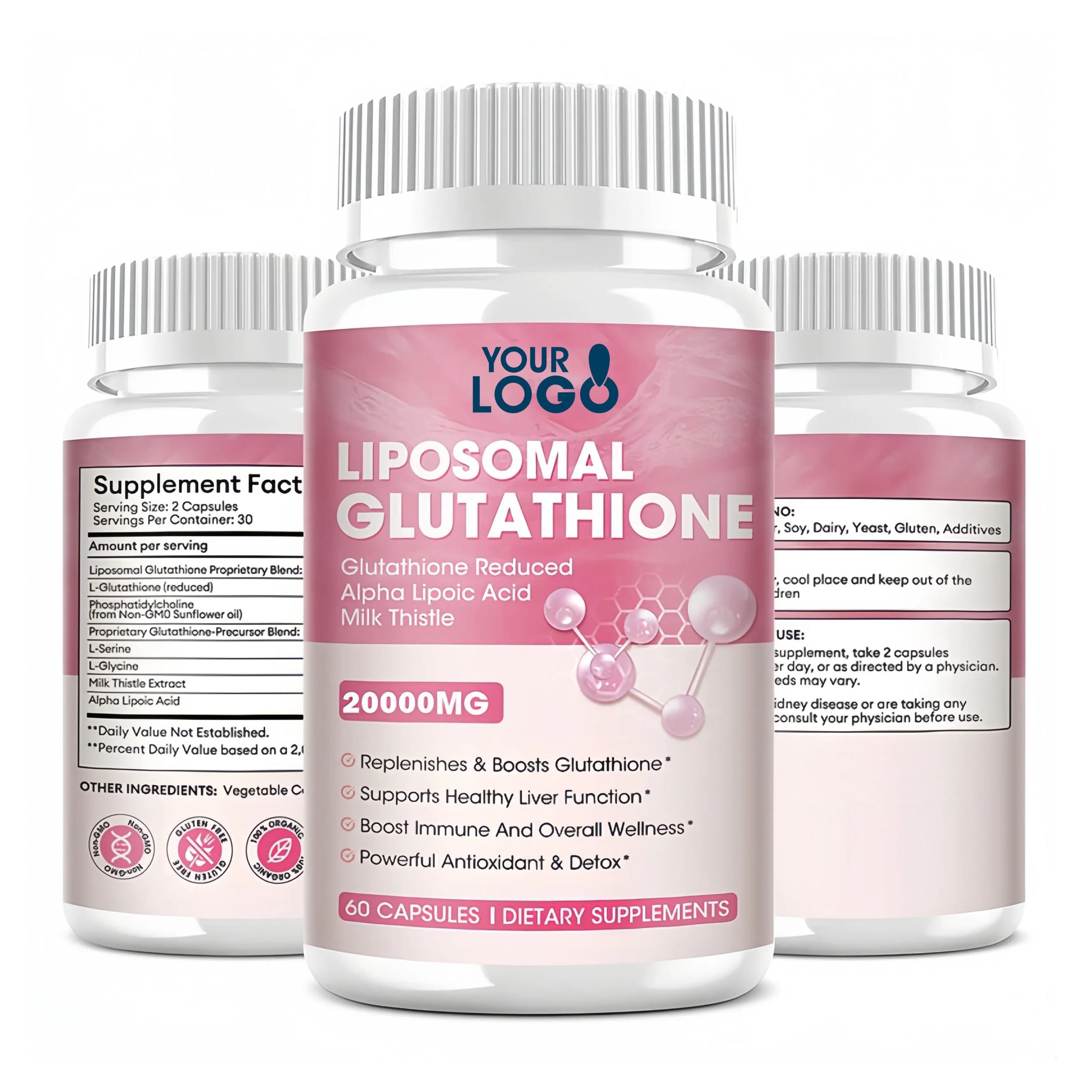 Reduced Glutathione Supplement Skin Whitening HALAL HACCP L-Glutathione Capsule Collagen Glutathione Capsule