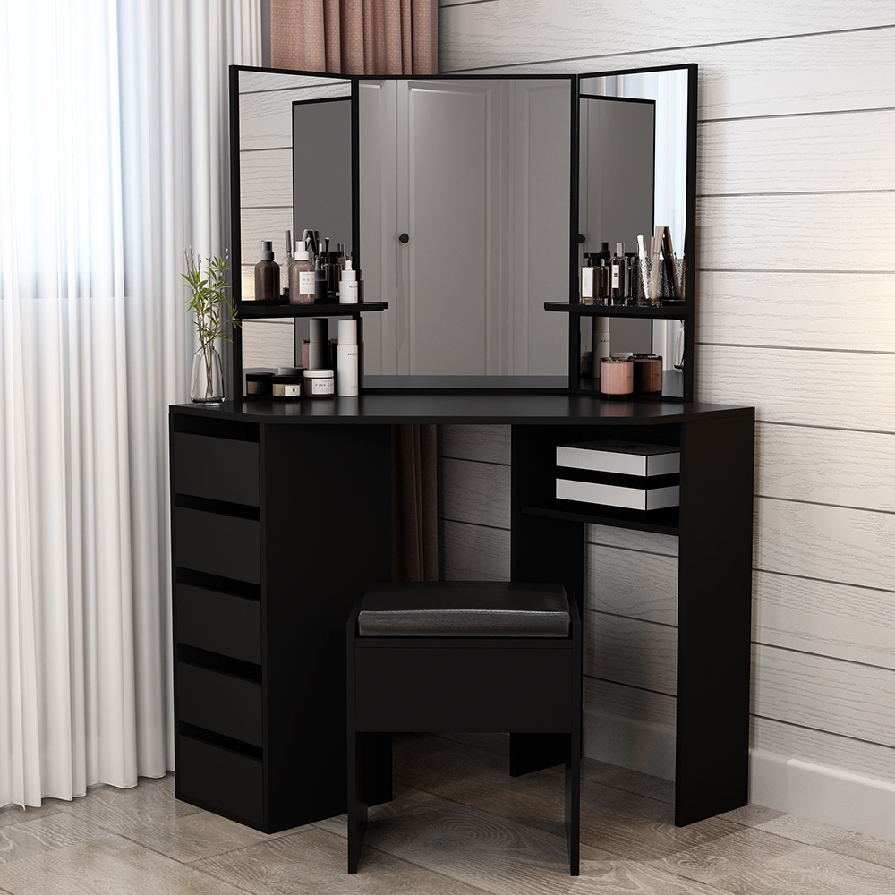 Wholesale makeup dressing table modern white vanity table with mirrored
