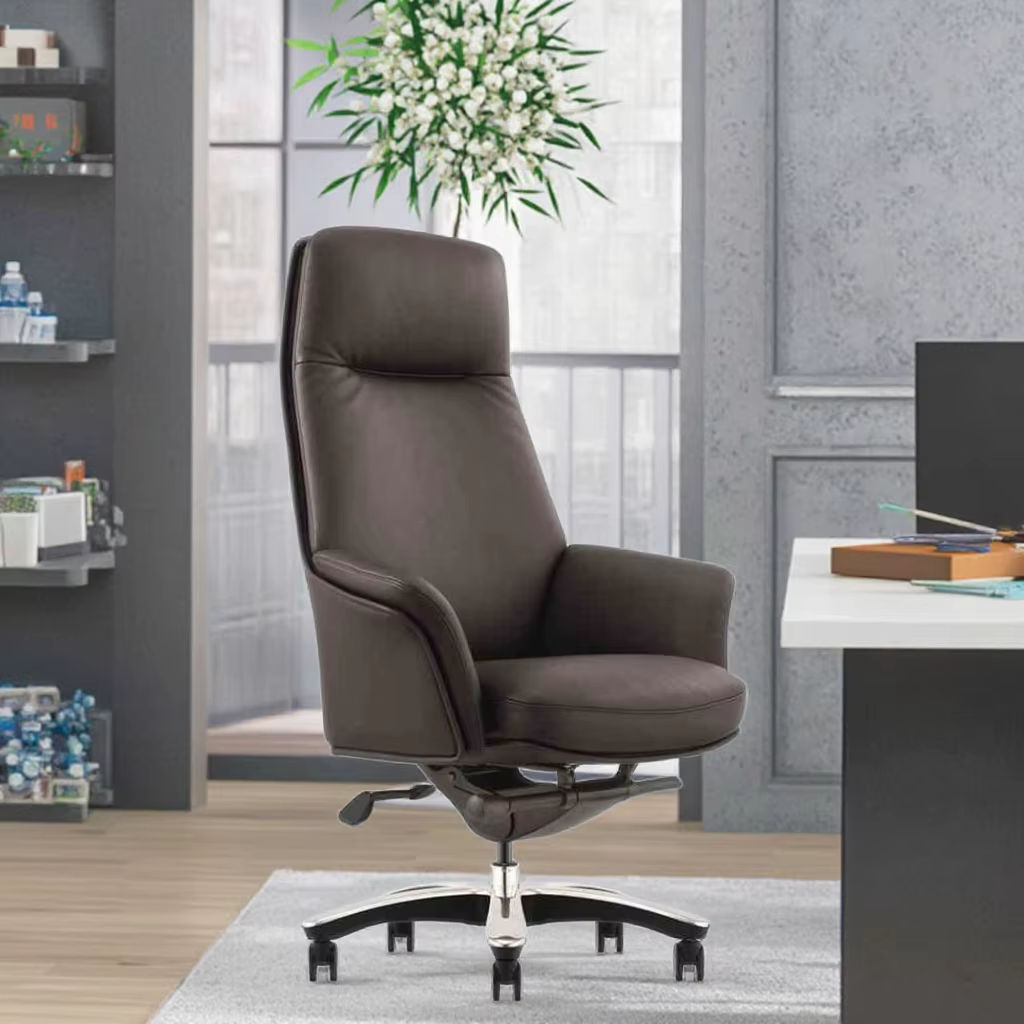 High Back Ergonomic Executive Boss Chair Multi-Functional Modern Design China Leather Office Furniture Adjustable Swivel Metal