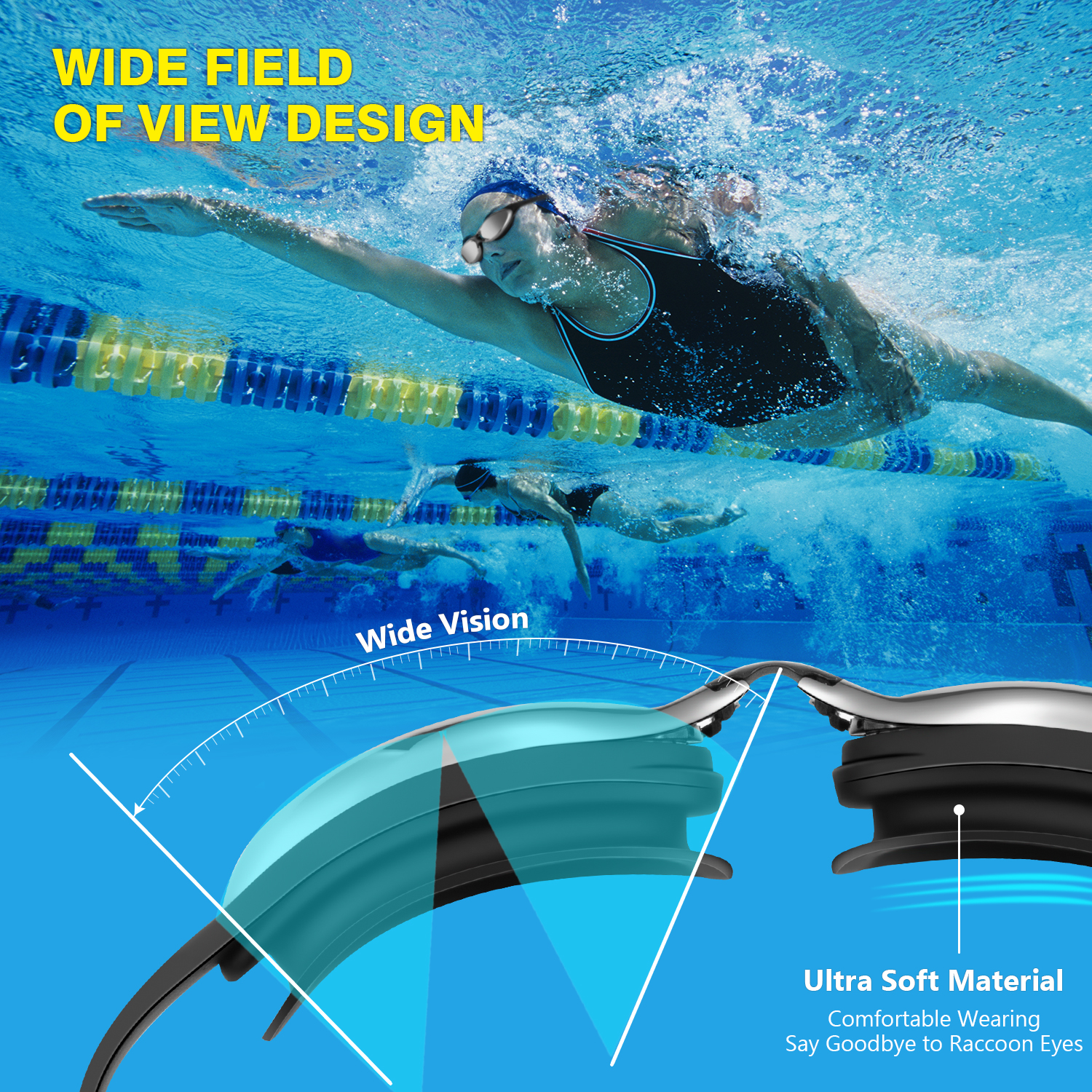 Amazon Hot Selling Swimming Goggle Sports Eyewear No Leaking Anti Fog UV Protection Triathlon Swim Glasses With Protection Case