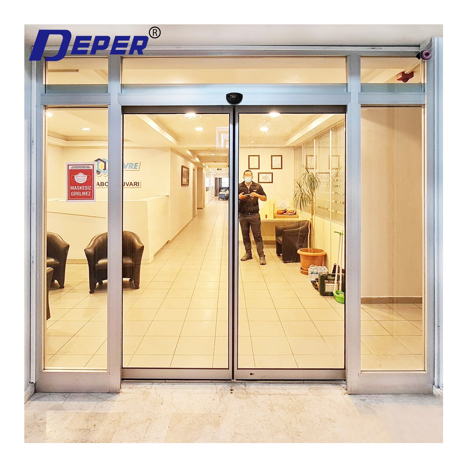 DEPER 200L коммерческий стеклянный Открыватель раздвижных дверей автоматический датчик раздвижных дверей