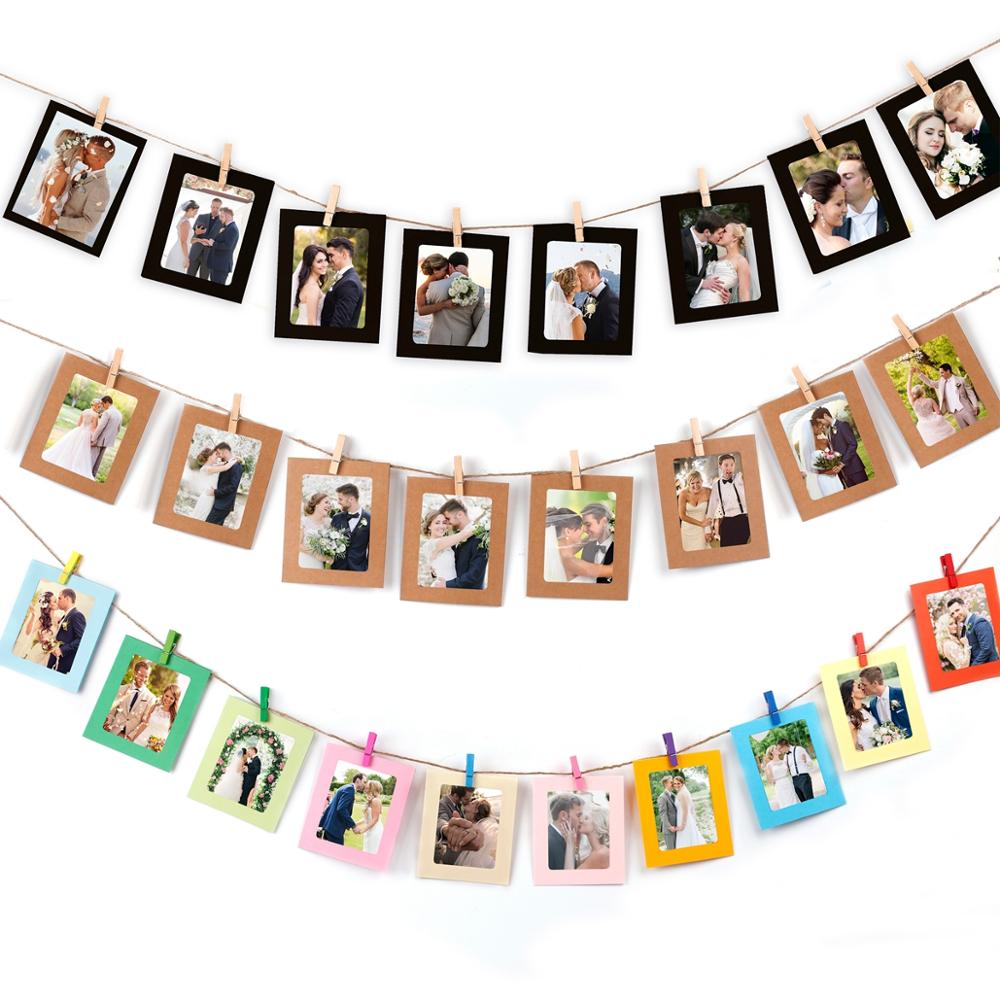 10 шт. DIY бумажная фоторамка деревянный зажим бумажный держатель для картин Настенный декор Подвесной Настенный фотоальбом свадебное украшение для дома