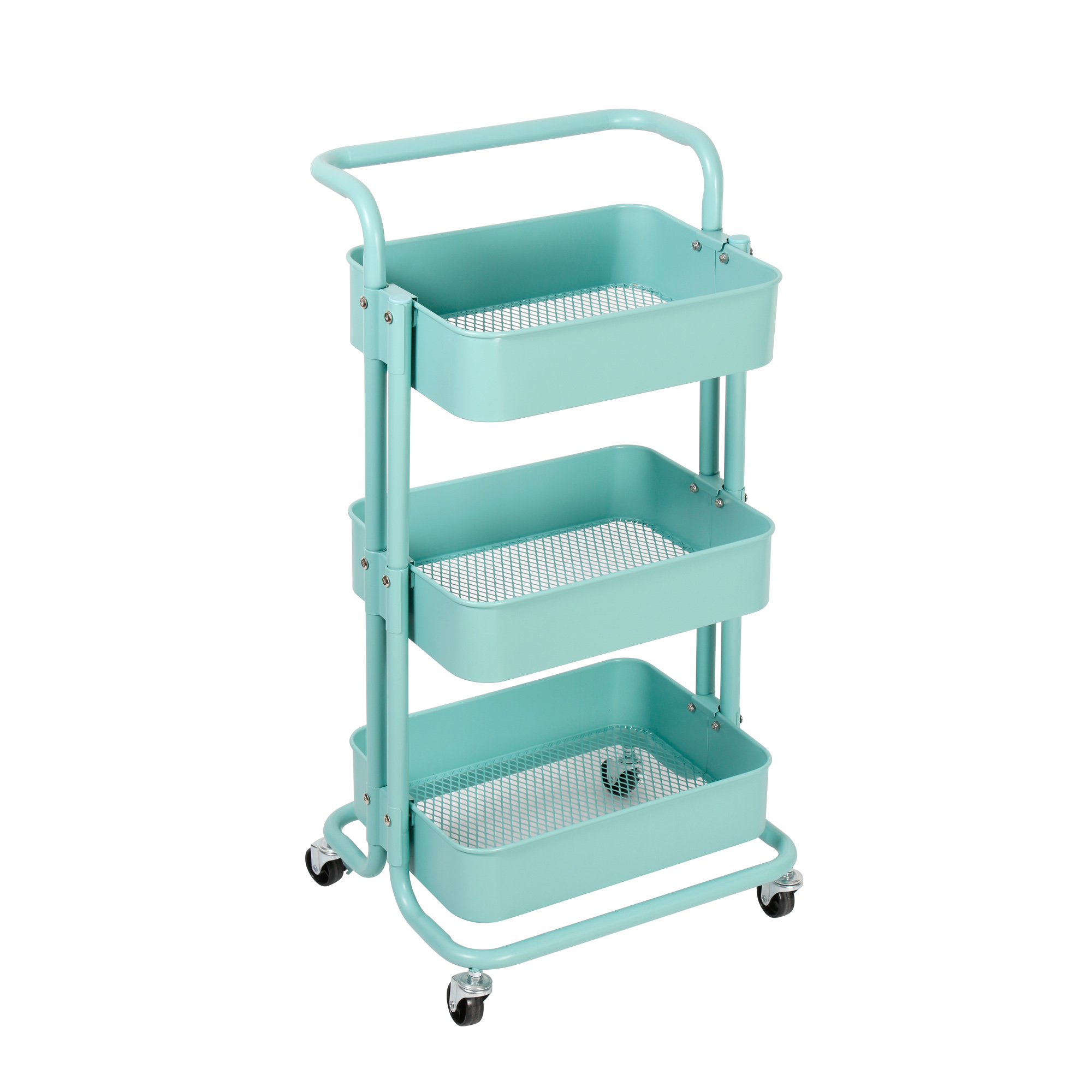 home use storage supplies 3-tier trolley cart mutil-functional metal organizer