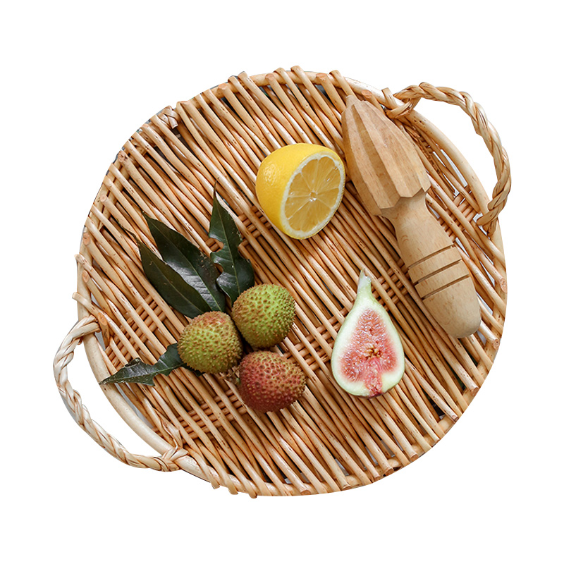 Kingwillow Cheap Handmade Wooden Willow White Customize Fruit Food Storage Wicker Tray