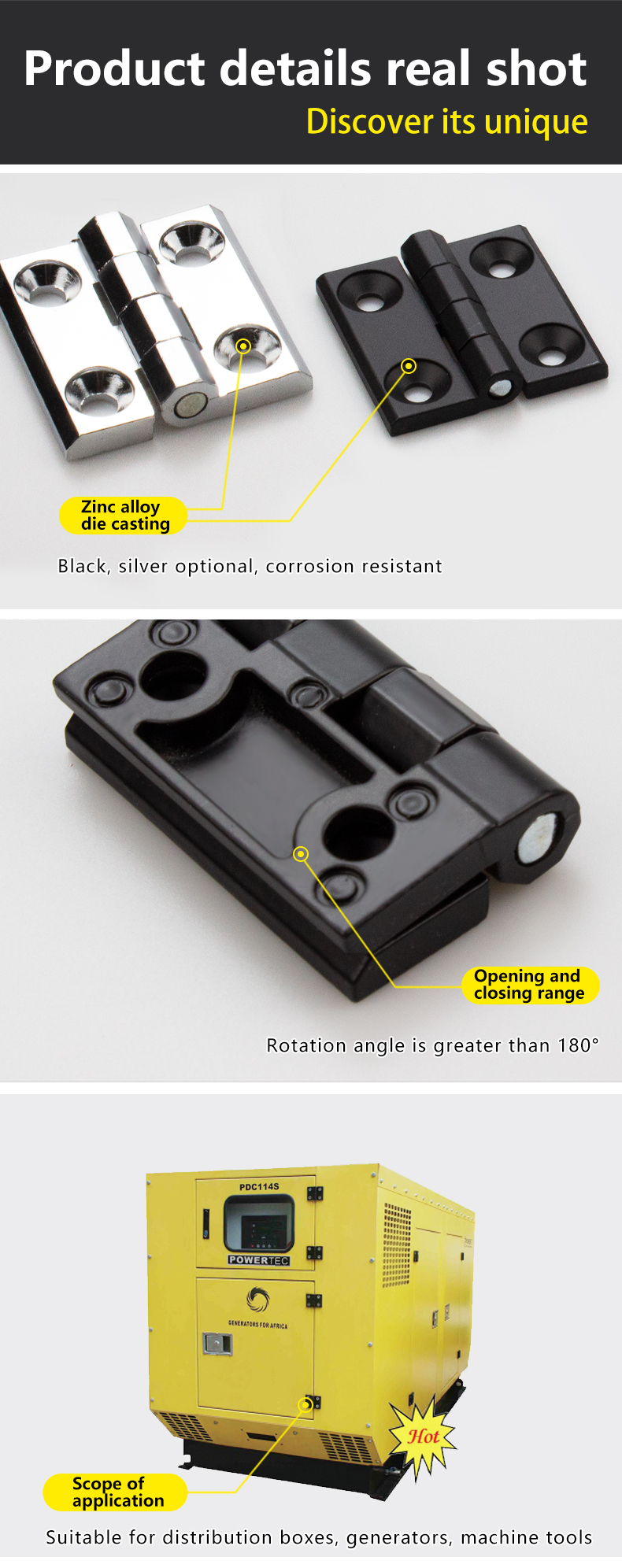 zinc alloy material case hinge / industrial case hinge for machine tools and equipment / light duty hinge for machinery