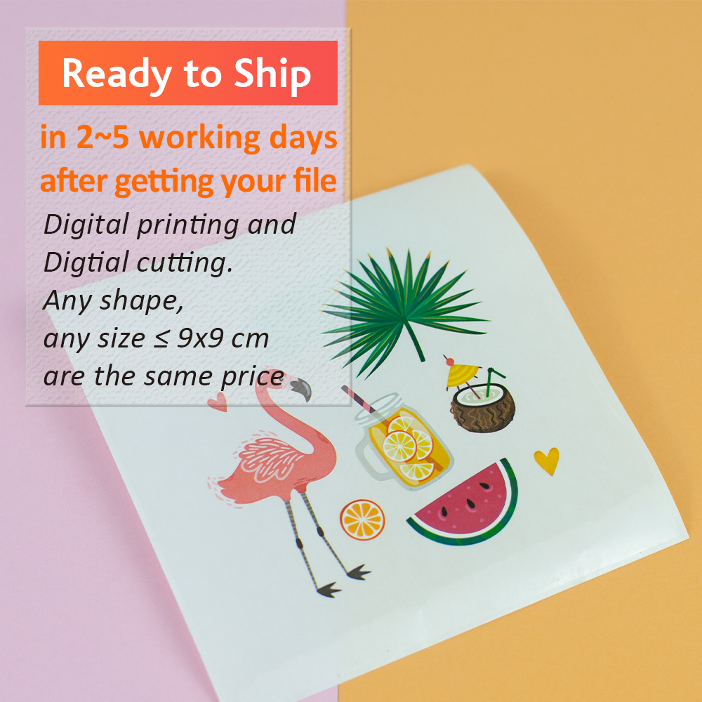 Cheap custom vinyl cartoon sticker for gift small QTY transparent paper removable custom design