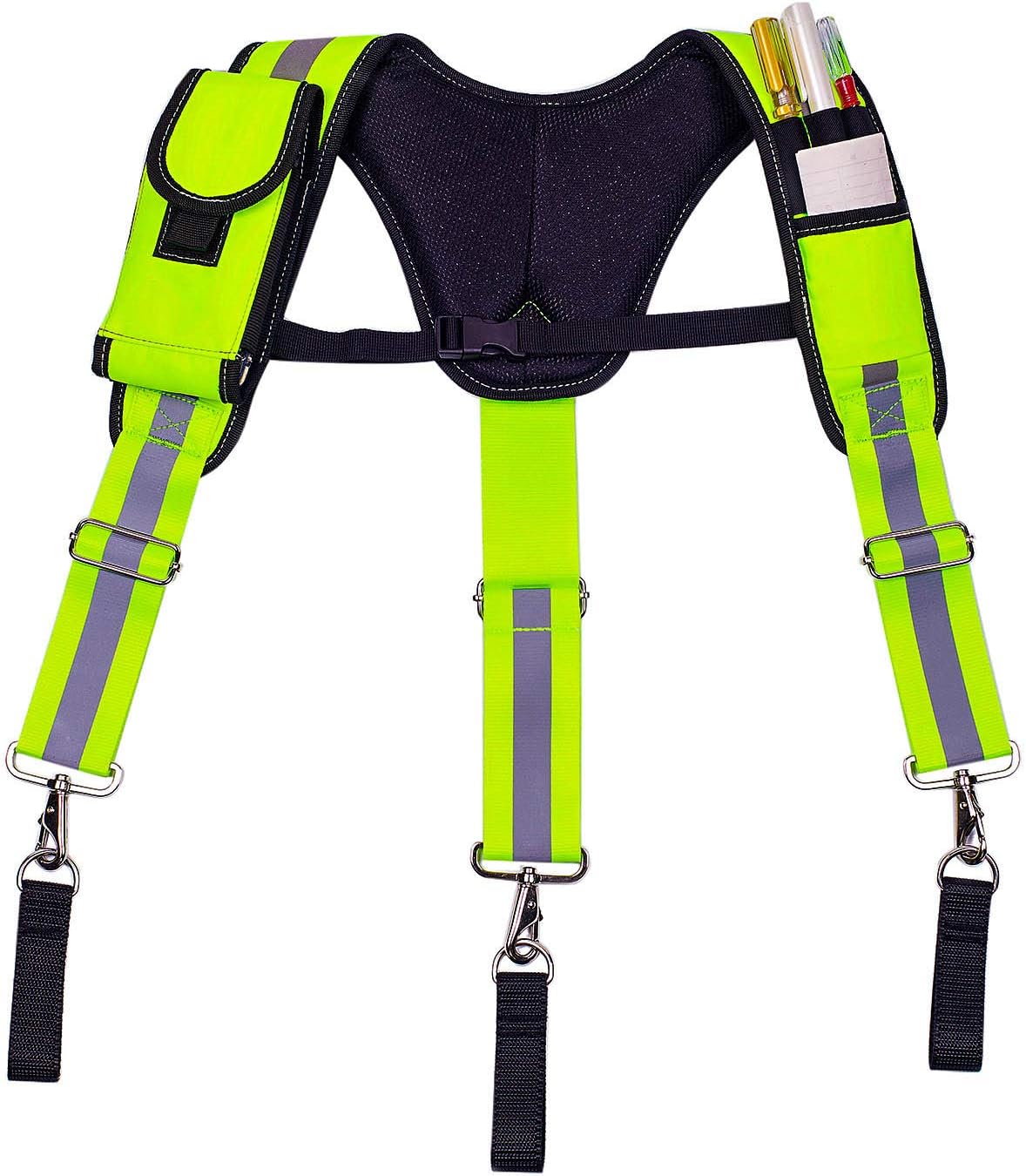 AISENIN Carpenter Tool Belt Suspenders, Heavy Duty Tool Belt Suspenders Reflective Safety Suspenders