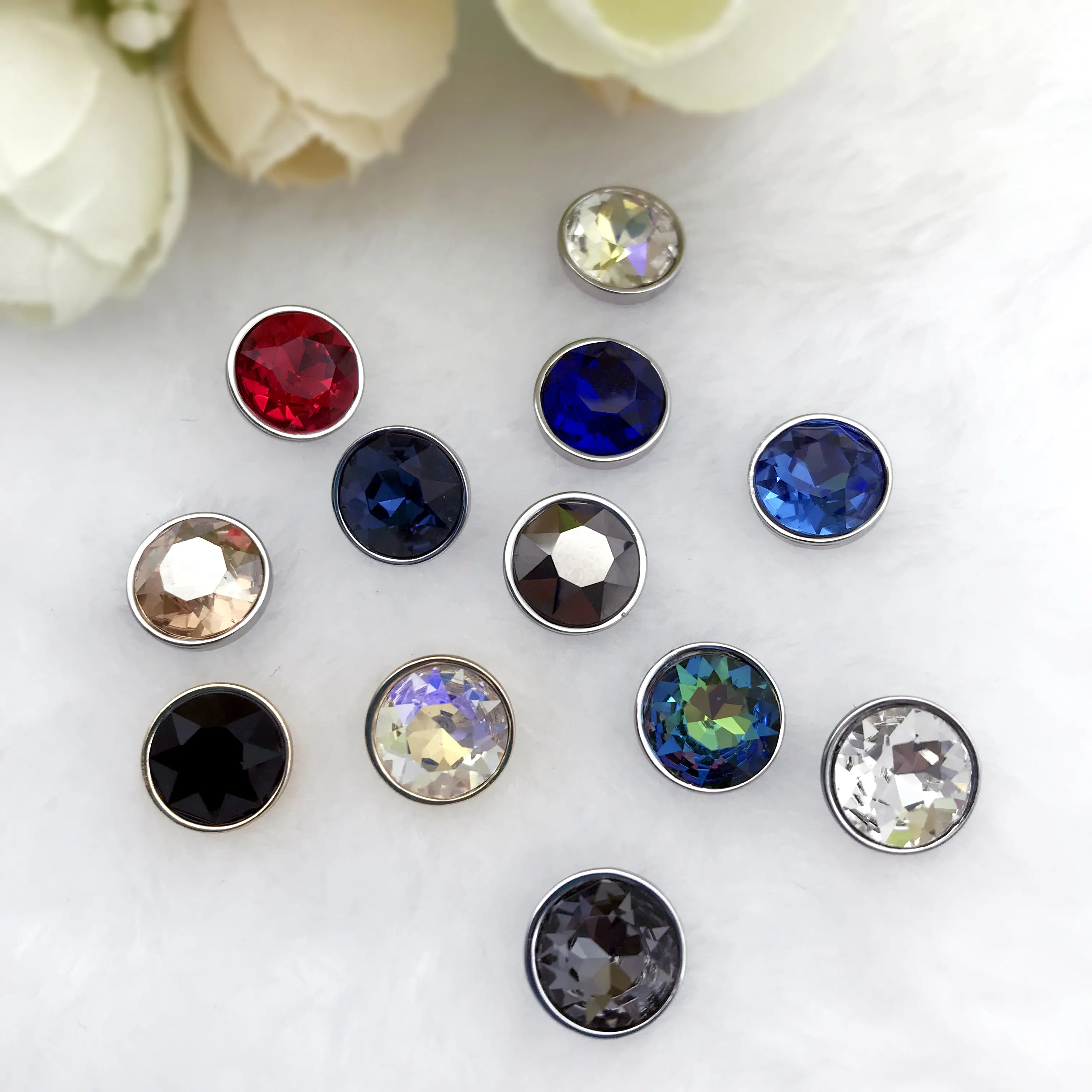 11.3mm Diamond shape rhinestone buttons with setting for garments