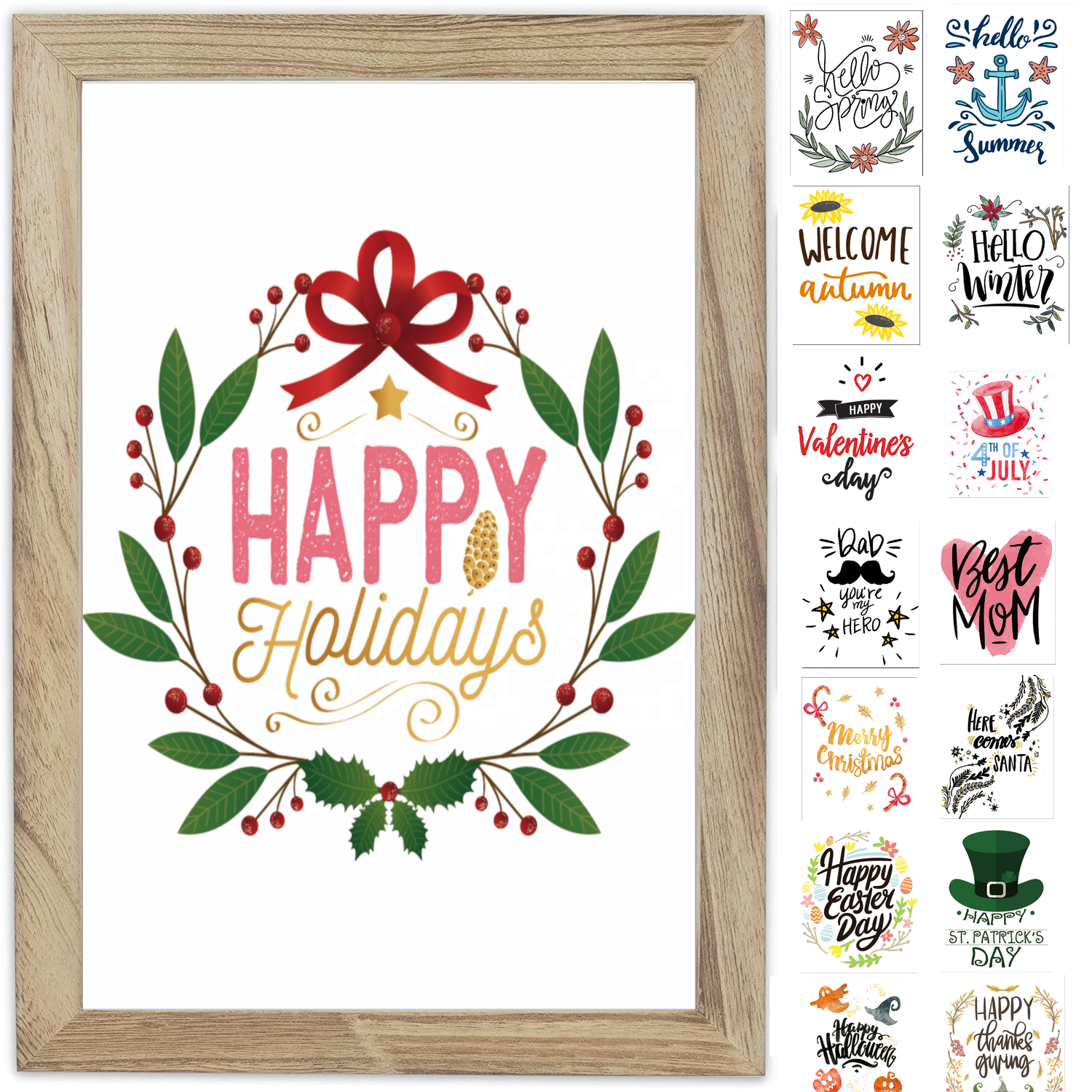 8x10" Wall Decor Signs With 16 Interchangeable Sayings For Fall Home Decor Poster