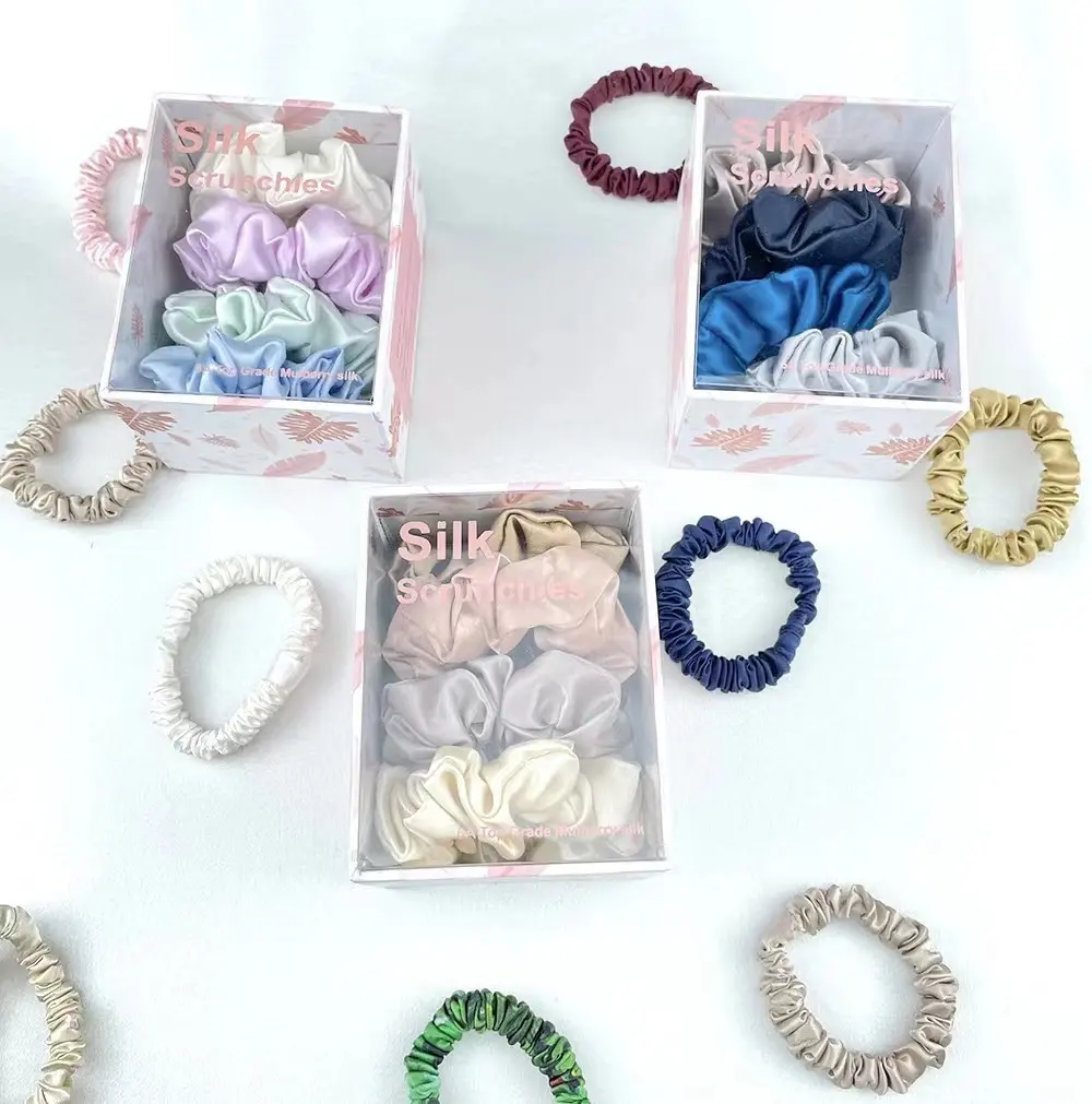 Ins Hot Sale Luxury Large Organic Real Silk Scrunchies Hair Accessories