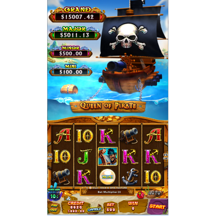 Игровой автомат «Queen of pirate» с вертикальными звеньями