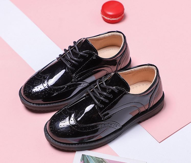 SANMAO school students performance shoes children's dress shoes boy's black PU leather uniform shoes