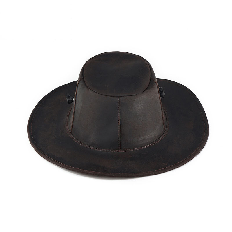 Hot Sales Wholesale Custom High quality Mens Black Brown Cowhide Genuine Leather Western Cowboy Hat