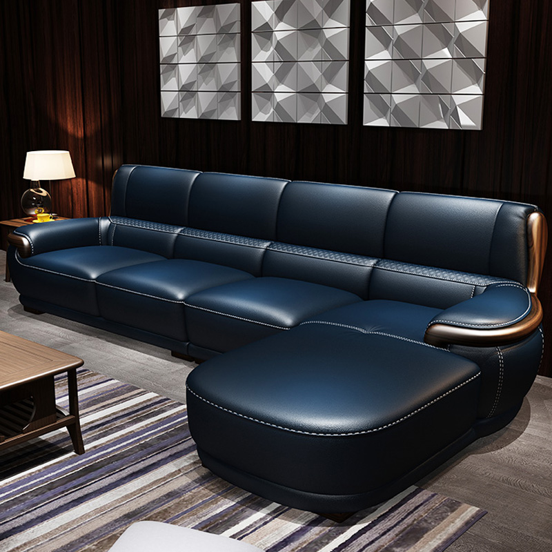 Italian Nordic curved single double triple leather sofa modern minimalist living room functional leather sofa combination