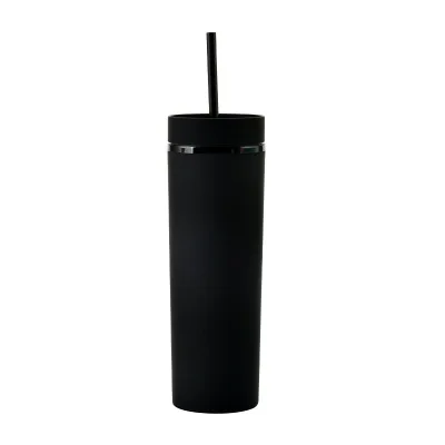 16oz стакан с двойными стенками Пластиковые стаканы с крышкой и соломы акриловые чашки для чая и кофе обтягивающие матовые винный стакан чашки