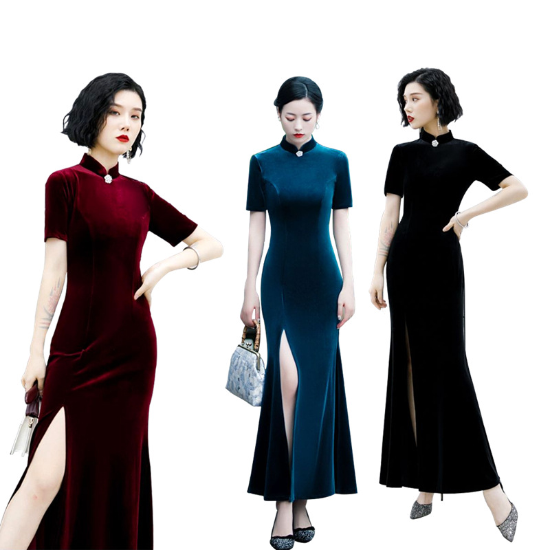 Для женщин современные Qipao vestido Восточный kleid в традиционном китайском стиле Одежда для девочек бархатная luuxury для женщин современные Qipao платье
