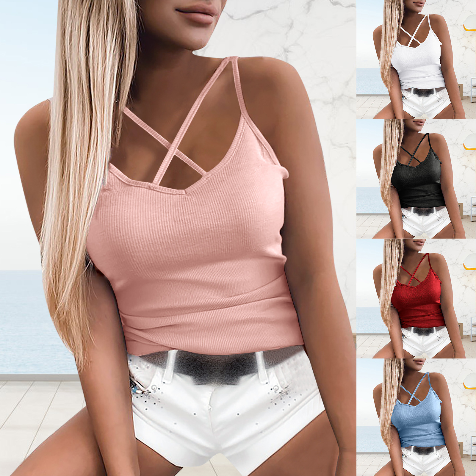 Canotta Hemdje Cotton Spandex Ladies Sleeveless Camisole Women's Sleeveless Inner Wear Women Seamless Bra Camisole
