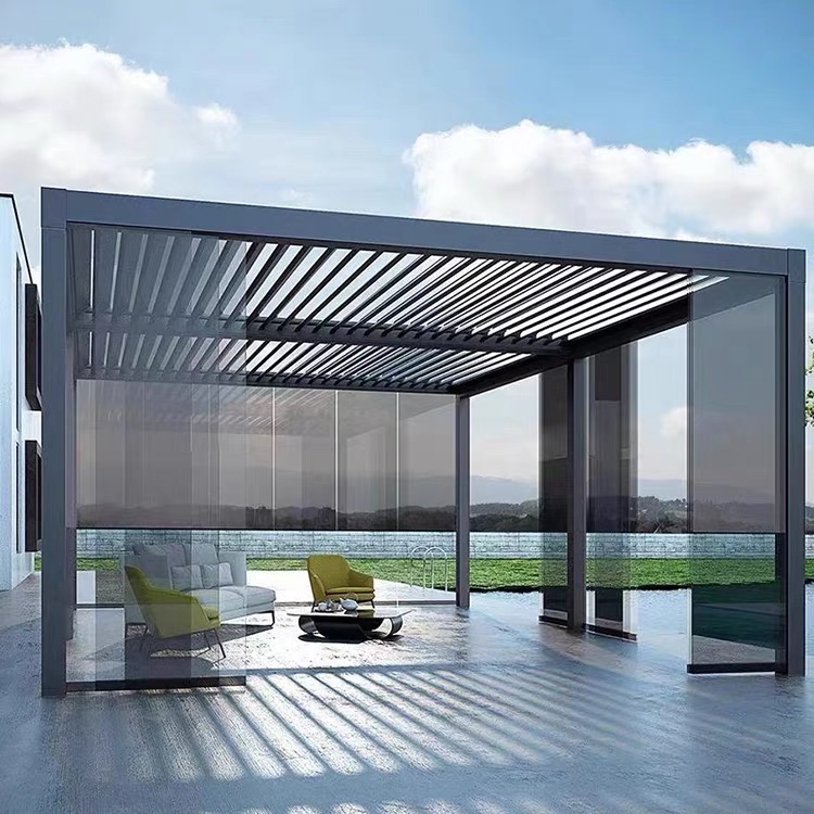 Smart Louver Roof System Kits Wind And Rain Sensor Outdoor Gazebo Aluminium louver pergola