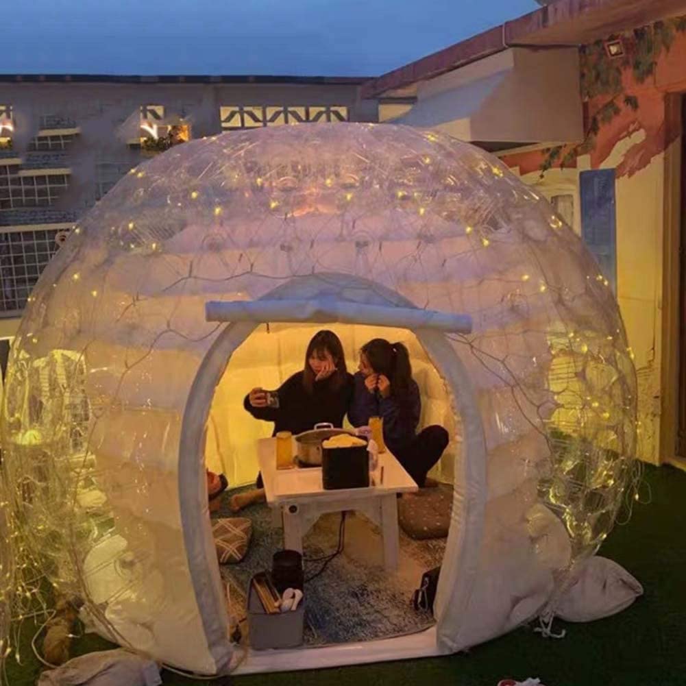 Наружный сад, ресторан, светодиодная подсветка, надувной купол для вечеринки, Igloo, прозрачная палатка для аренды