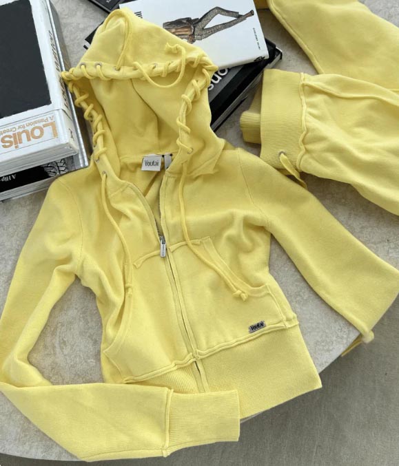 High Quality Designer Blanks Y2k Flared Jogging Tracksuit For Girls Streetwear Cropped Slim Distressed Zip Up Hoodie Set Women