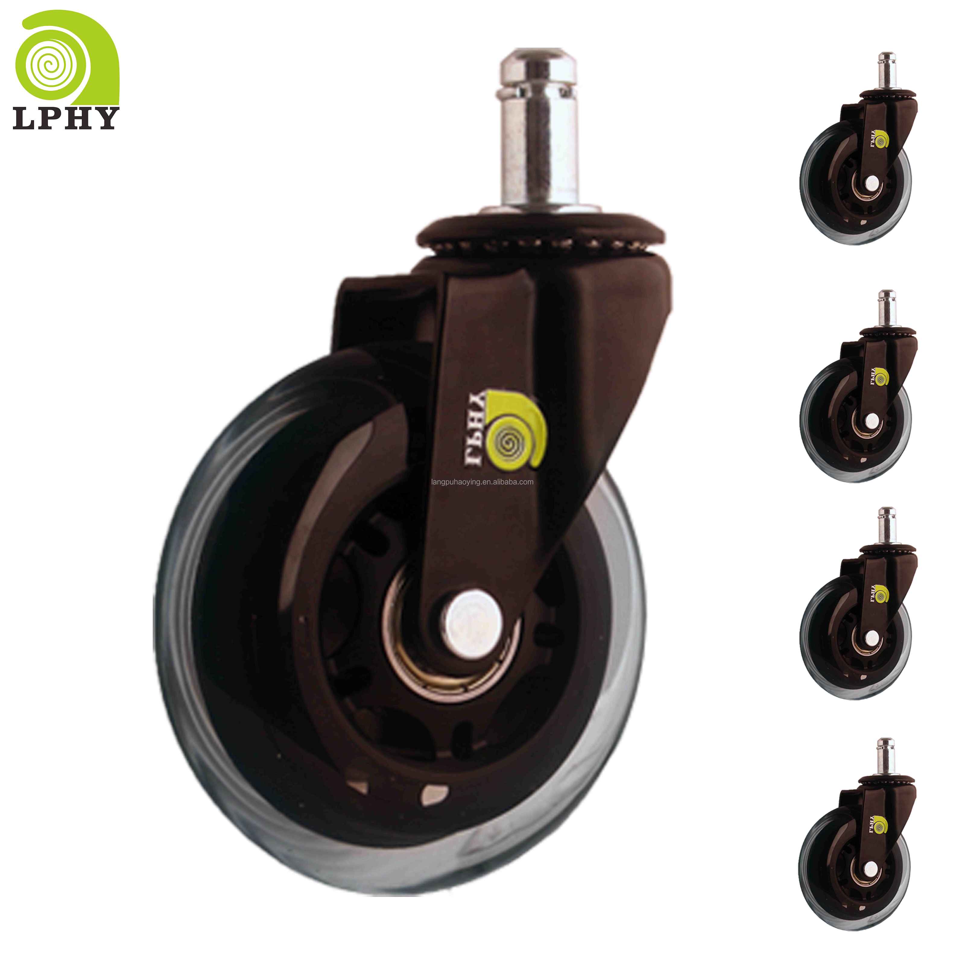 Polyurethane Wheels With Swivel Plate Caster Wheels 3 Inch chair Office Caster Type 75mm Office chair Caster Wheels Set Of 5