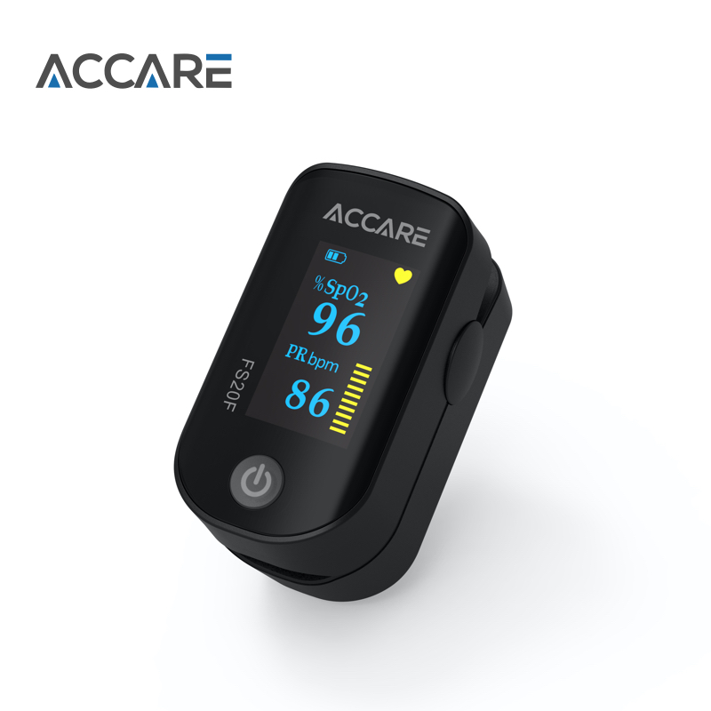 Accurate FS20F Fingertip Pulse Oximeter with Dual color OLED screen display Pulse Rate waveform and Blood Oxygen Saturation