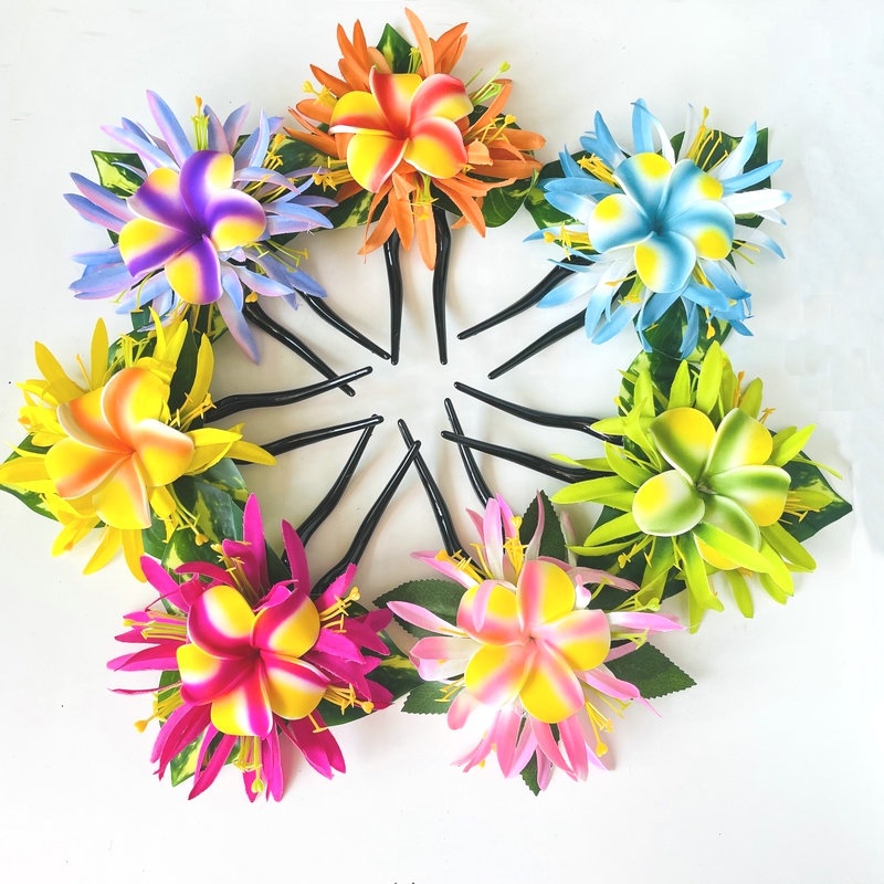 Spider lily plumeria hair pick Foam flower hair accessories Artificial Island tiara frangipani hibiscus ear accessories