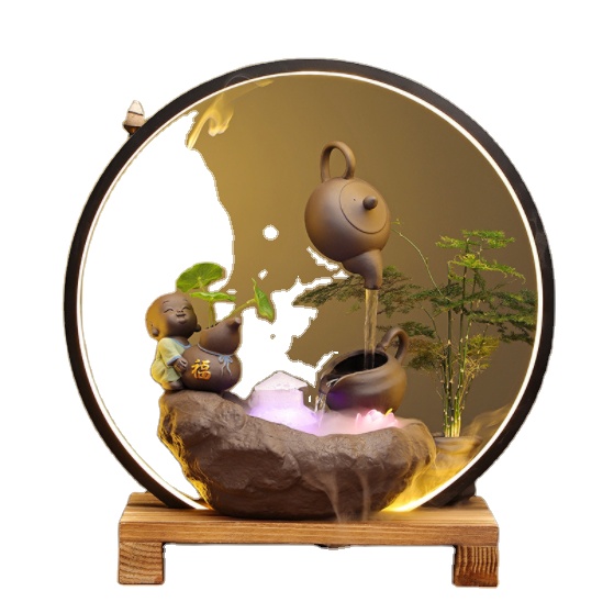 Фонтан со светодиодной сад Настольный фонтан водопад Feng Shui фонтан со статуями
