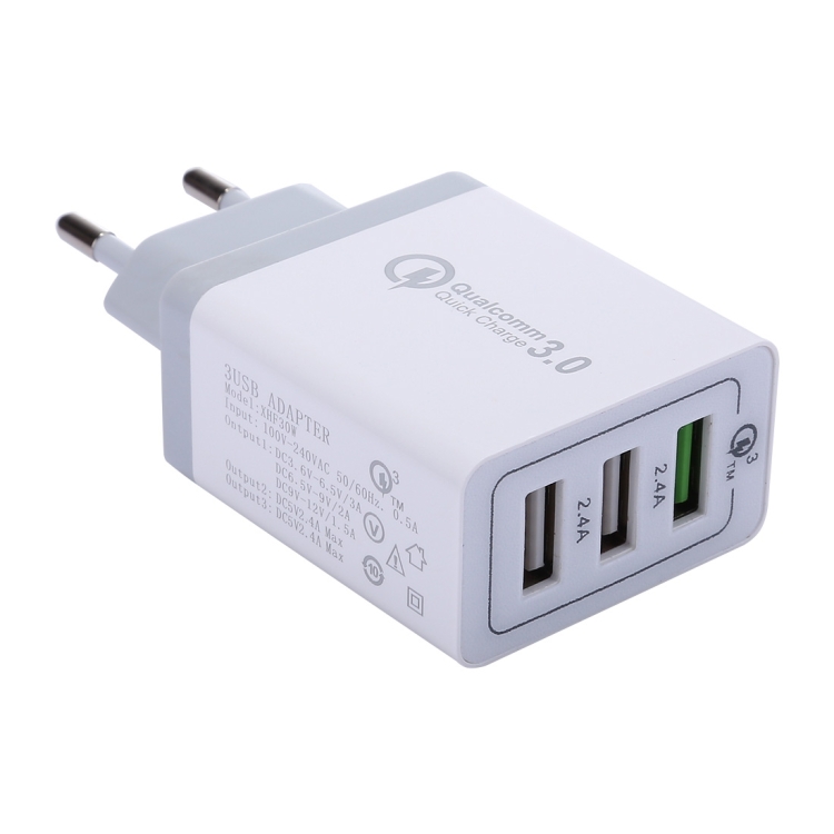EU Plug 3 USB Ports Quick Charger QC 3.0 Travel Charger USB Wall Adapter