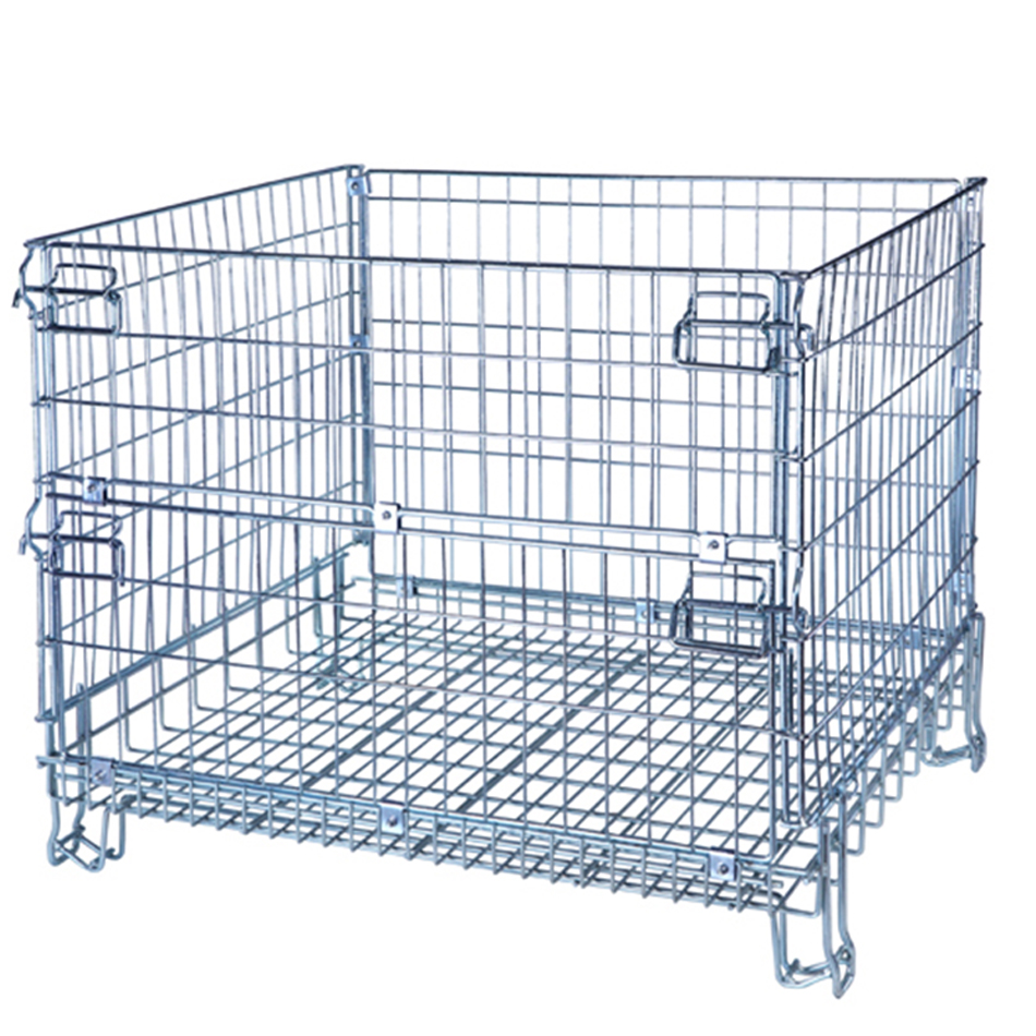 Collapsible Wire Mesh Pallets Metal Foldable Cage With 800Kg Capacity