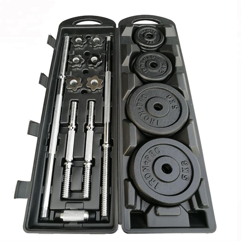 50KG Black color Weight Cast Iron Dumbbell Weightlifting Barbell Combination Set Baking varnish barbell set