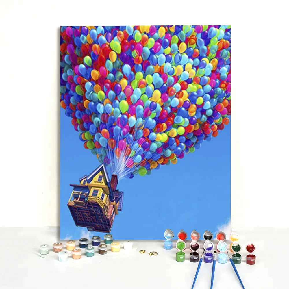 30x40 40x50 Cartoon Castle Sky Custom Picture Diy Acrylic Paint Painting by Numbers for Beginner