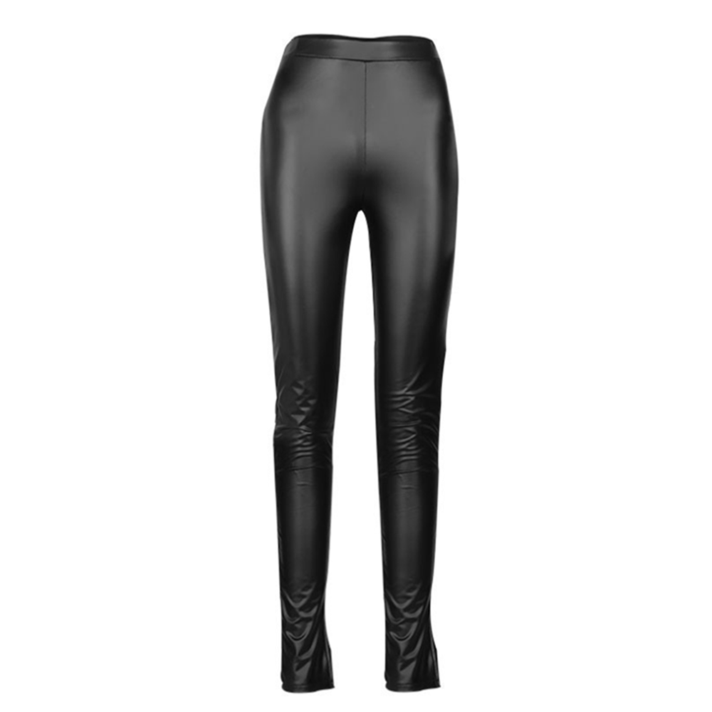 2021 Winter Pants Leather Leggings Women'S Casual Pu Warm Female Split Trousers Slim Fit Autumn High Waist Leather Pants