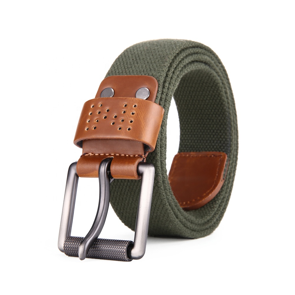 New Custom Silver Buckles Elastic Woven Stretch Belts With Seat Belt Pillow For Men Canvas Belt