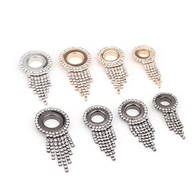Metal garment accessories brass gold silver round custom size rhinestone tassel dress eyelets