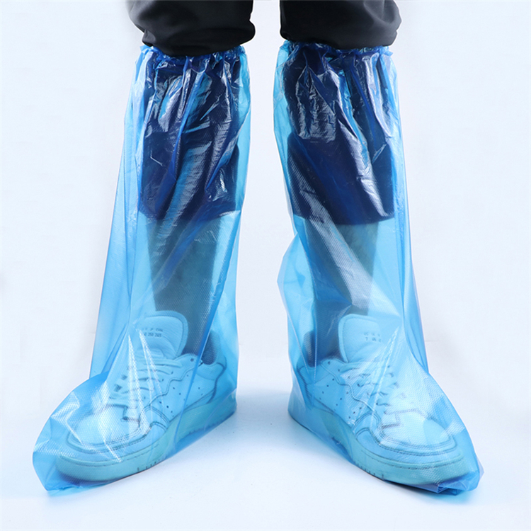 Manufacturers Direct Sale Long Blue Shoe Cover Plastic PE Waterproof disposable Rain Shoe Cover