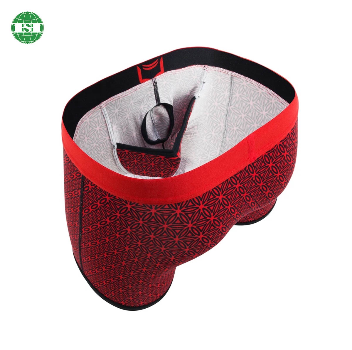 Custom design mens underwear boxer briefs three layers pouch ball holding layer and open pocket
