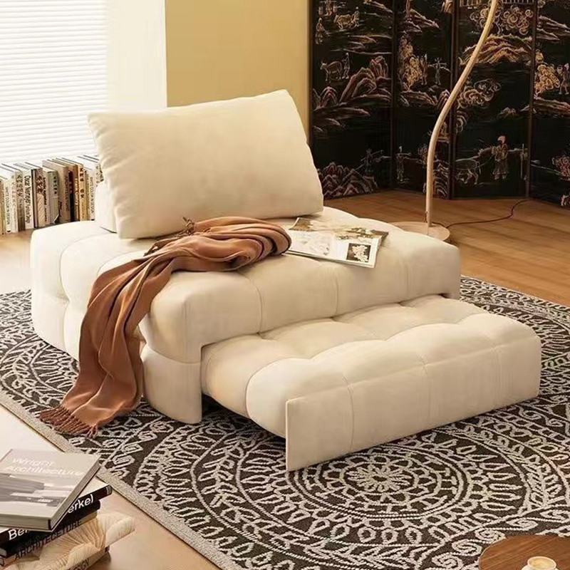 sofa extendible  Retractable Fabric Sofa Bed Small Apartment Pull-Out Living Room Multifunctional Single Folding Puff
