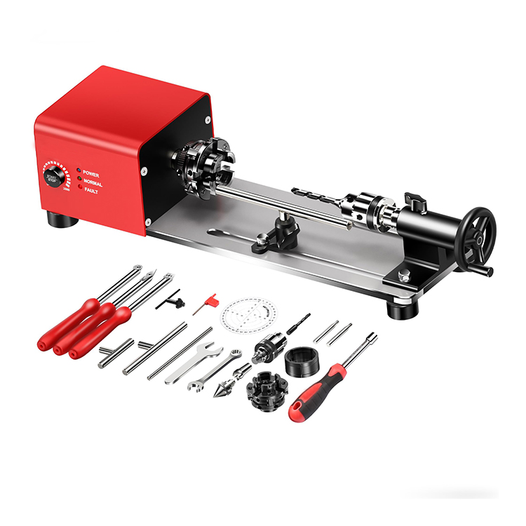 WM101A-Plus Mini Wood Lathe Machine DIY Woodworking Small Benchtop Lathe with Wood Turning Lathe Tools Kits