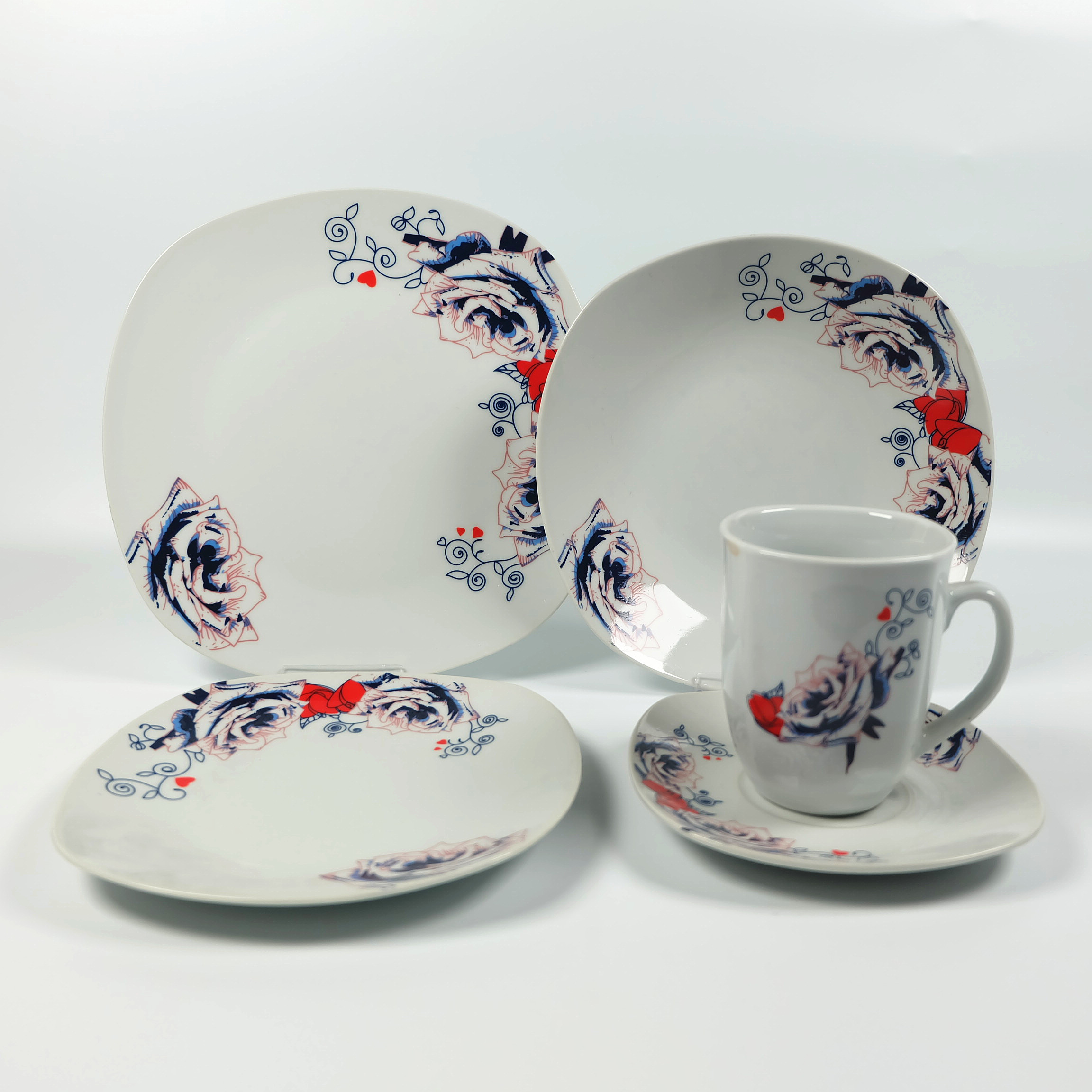 Ceramic Square Shape Dinner Set with Nice Design