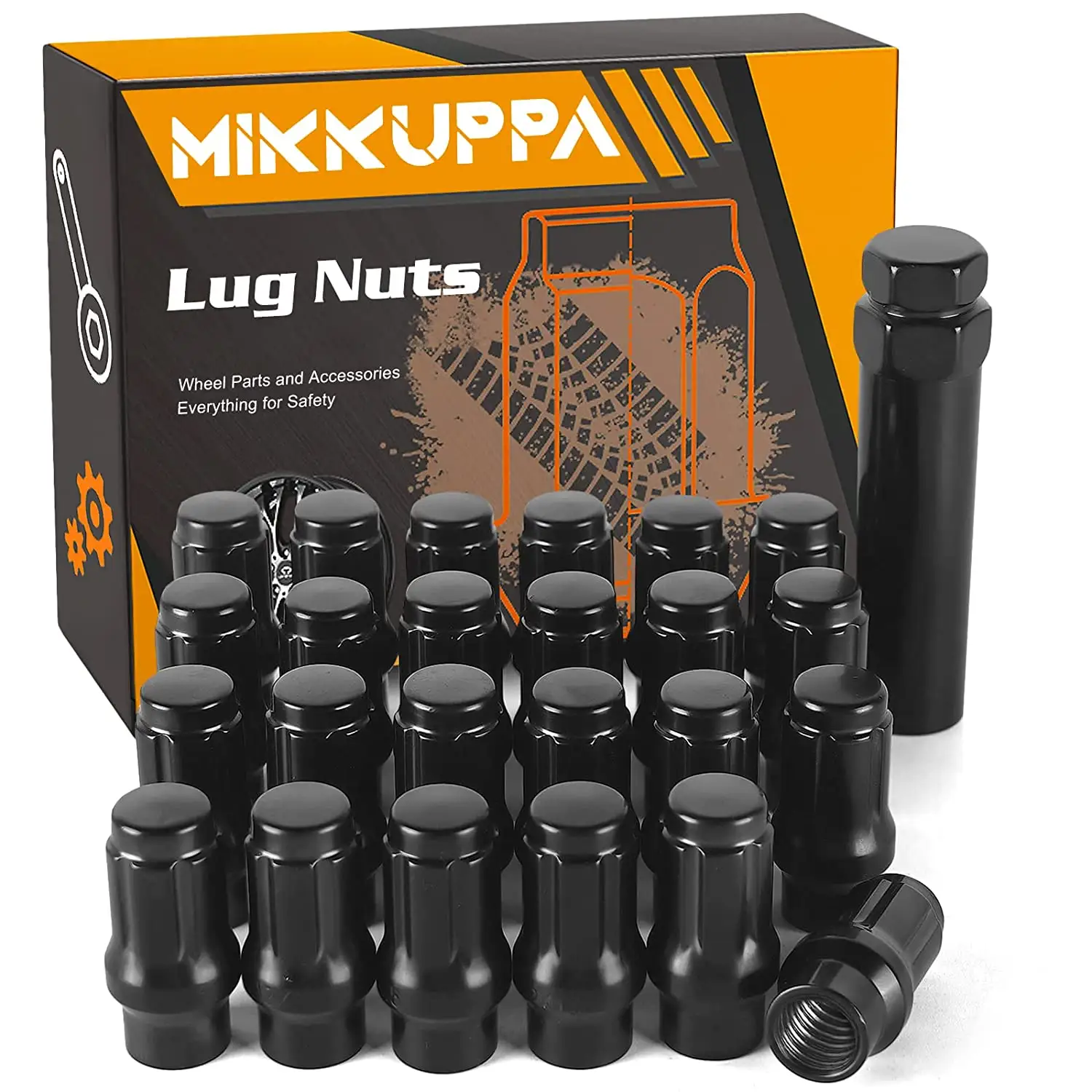 ALQLN091 MIKKUPPA High Quality 24pcs Extended Lug Nuts M12X1.5 Black Extended Thread Lug Nut