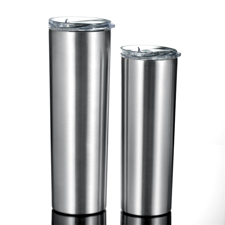 Custom logo 20oz/30oz 304 Stainless Steel Double Wall Skinny Coffee Tumblers with Lid&Straw