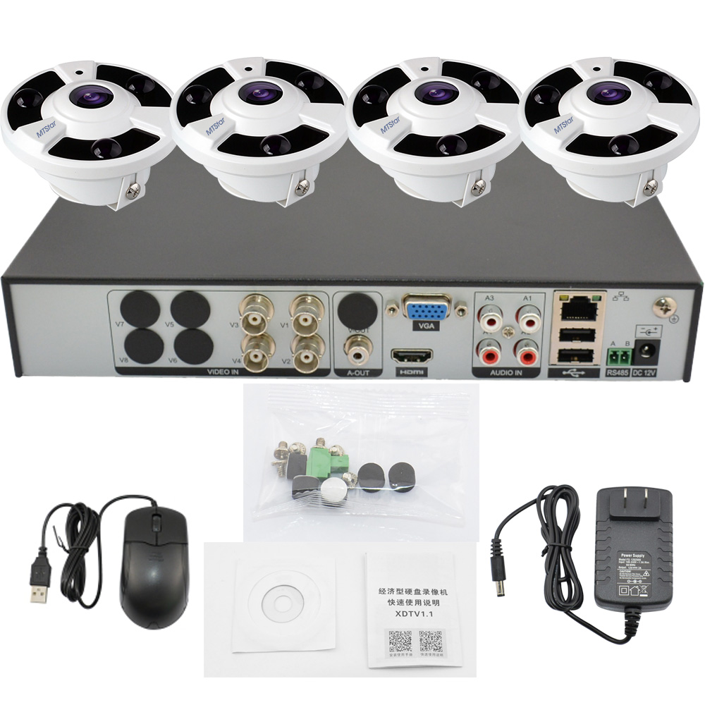 4CH 4k камера для домашней безопасности системы, 4x проводной 8MP Fisheyes 360 градусов AHD камеры, 8MP 4 канальный цифровой видеогеристратор обособленный для безопасности Система контроля доступа поддержка 8 ТБ