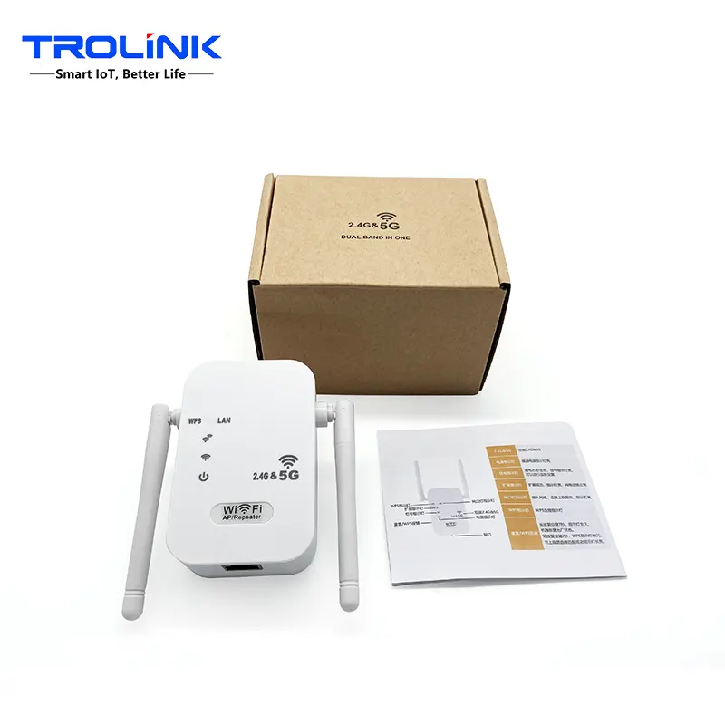 TROLINK Hot Sale Wireless Wifi Repeater 1200mbps Indoor Wifi Repeater Network Extender Signal Amplifier