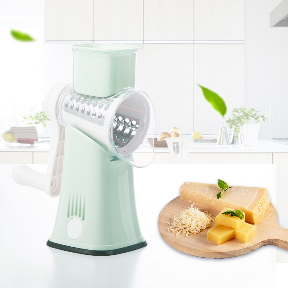 Kitchen Manual Round Cheese Grater 5 in 1 Food Vegetable Slicer Hand Grater Cheese Grater Chopper Stainless Steel with Handle